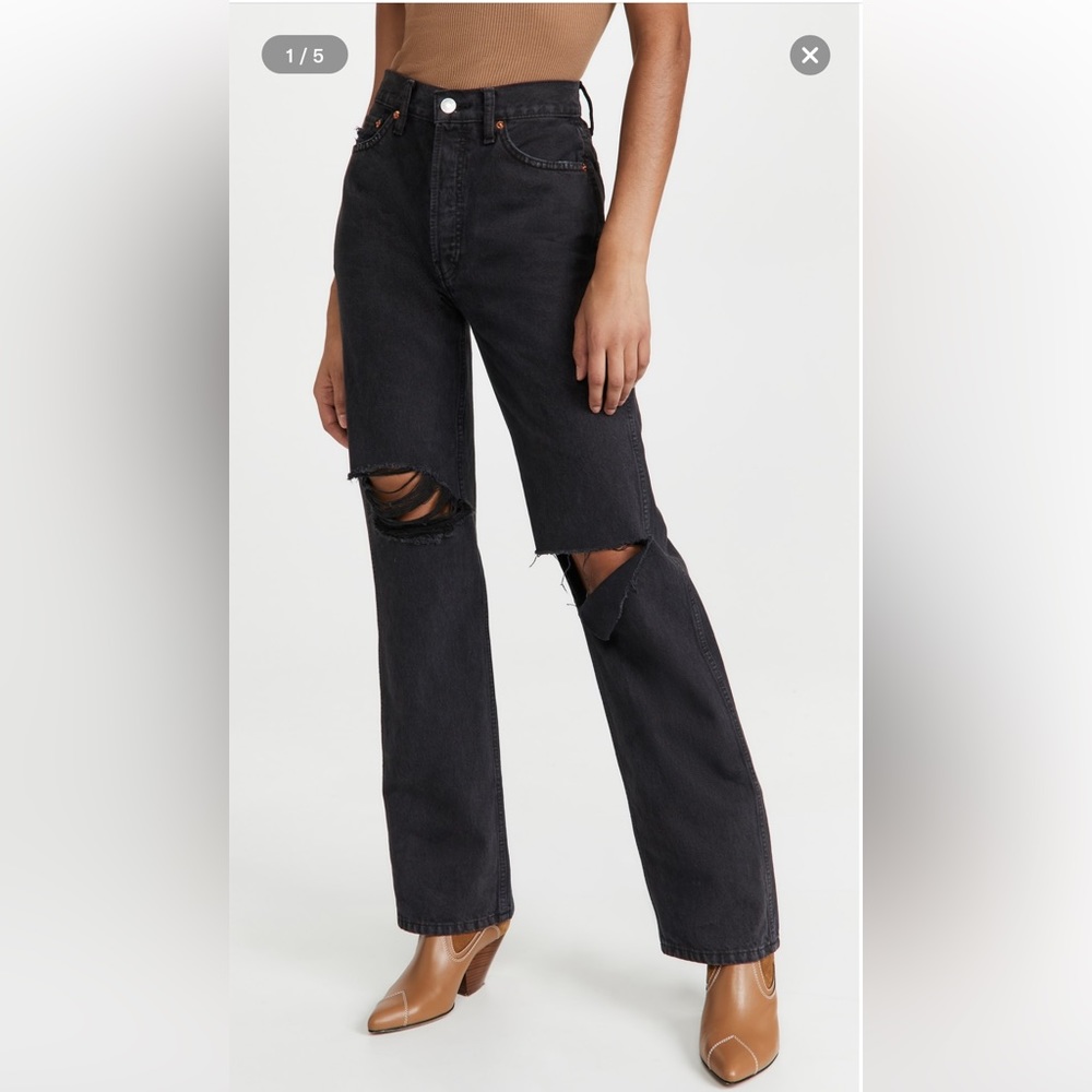 RE/DONE 90s High Rise Loose Black Jeans